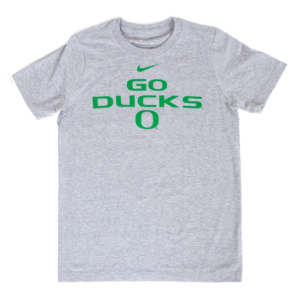 Classic Oregon O, Nike, Grey, Crew Neck, Cotton Blend, Kids, Youth, Go Ducks, T-Shirt, 954263